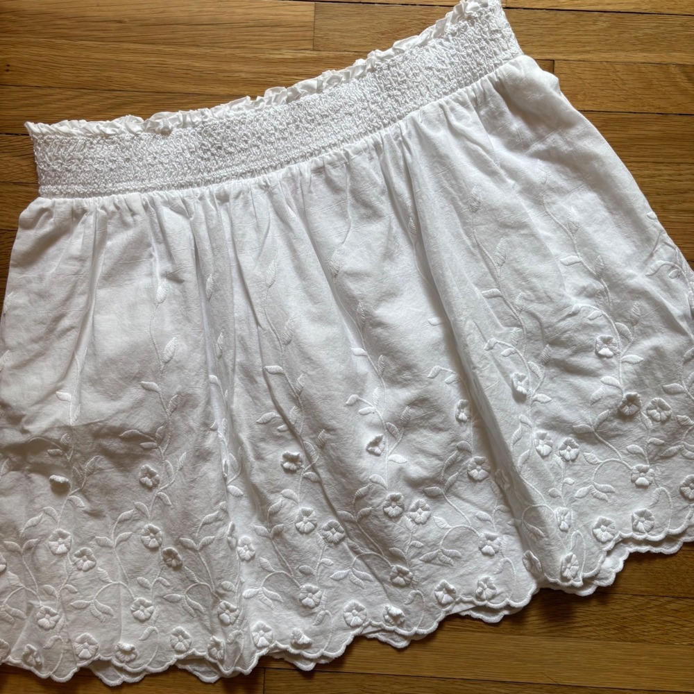 Lilly Pulitzer Cotton Mini Skirt Womens Large White Bridal Cottagecore Applique